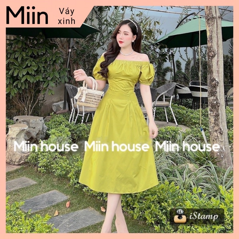Váy trễ vai chun thô chiết eo