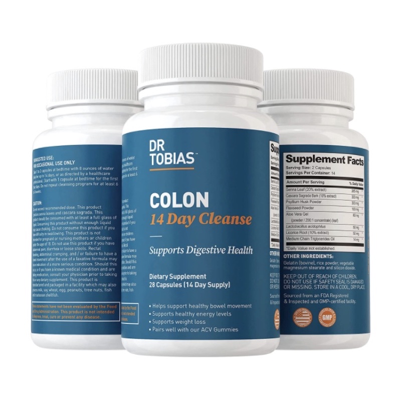 Viên uống detox, thanh lọc cơ thể, giảm cân trong 14 ngày Dr. Tobias Colon 28 viên USA