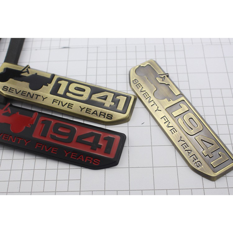 Logo kim loại 3D hình 1941 Seventy Five Years dán trang trí xe Jeep