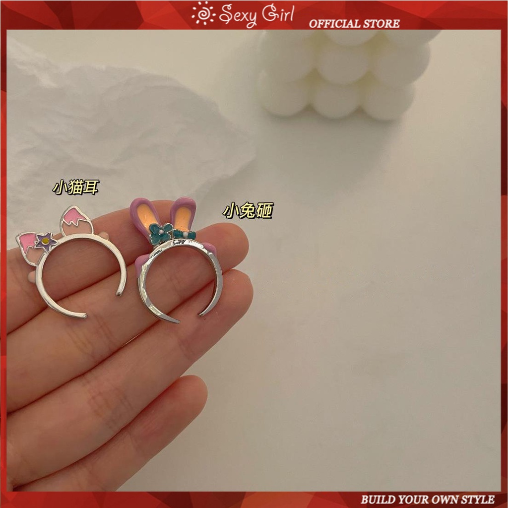 Nhẫn Hở Họa Tiết Tai Thỏ Hoạt Hình Dễ Phối Đồ Thời Trang Quyến Rũ Cho Nữ