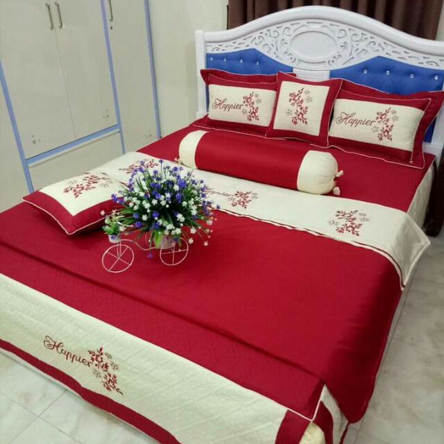Bộ chăn ga gối 7 món satin cao cấp m6×2m