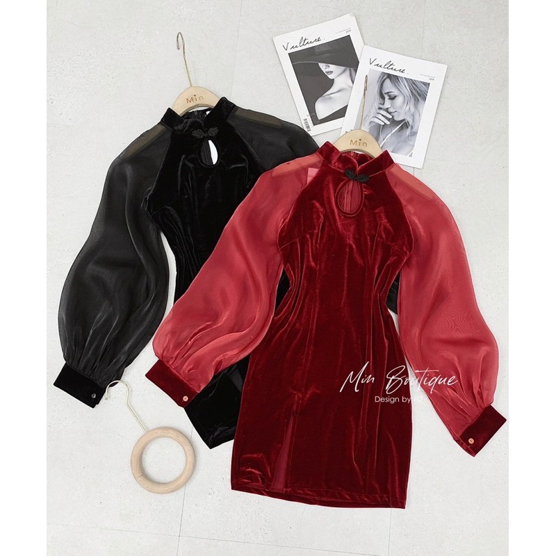 [Mã SKAMA06 giảm 8% tối đa 50K đơn 250K] váy sườn xám tay phồng | BigBuy360 - bigbuy360.vn