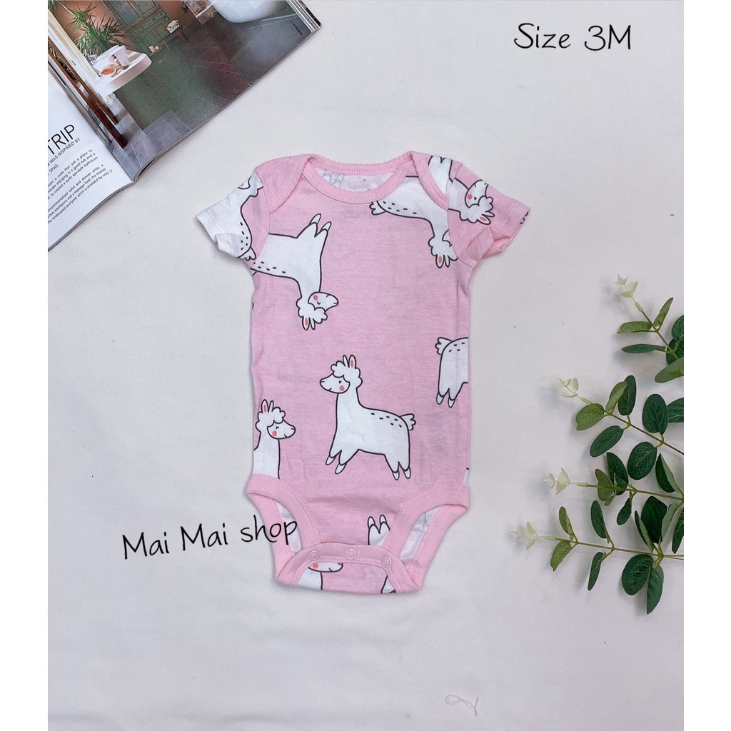 0-3M chọn màu- Gái) Body chip TAY NGẮN xuất dư cổ tròn, cổ đáp chéo cho bé Gái sz 0-3M- Bộ liền thân cho bé