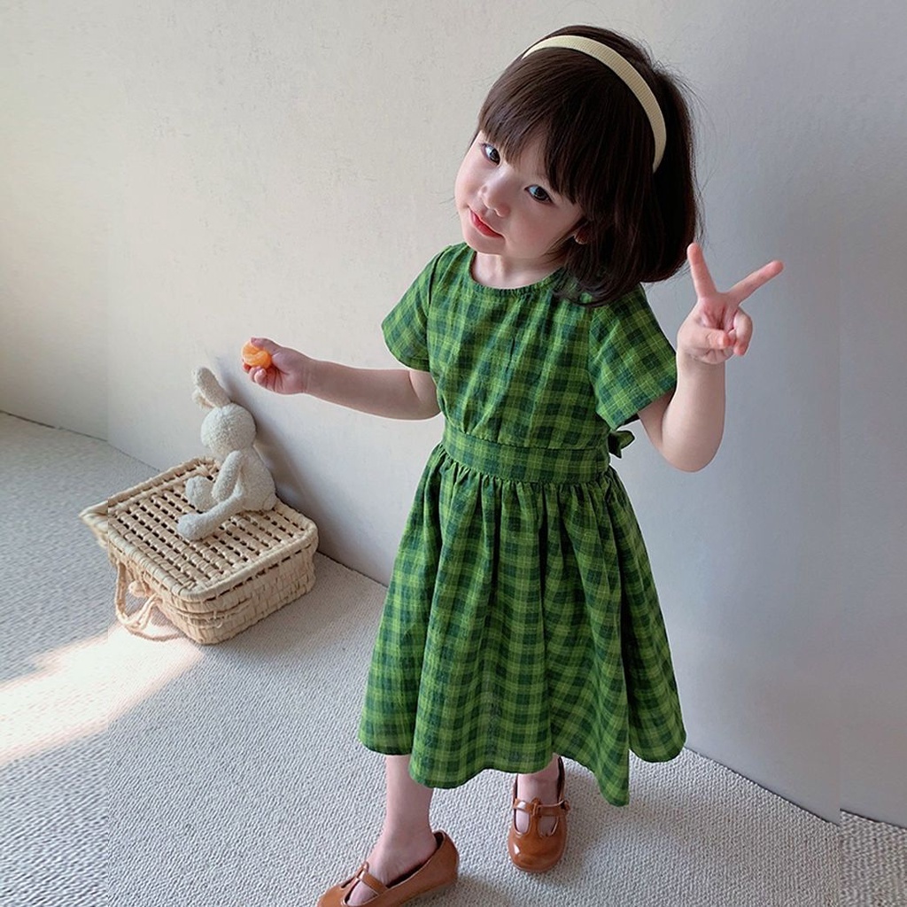 Đầm Công Chúa Mùa Hè Tay Cộc Dễ Thương Phong Cách Hàn Quốc Cho Bé Gái