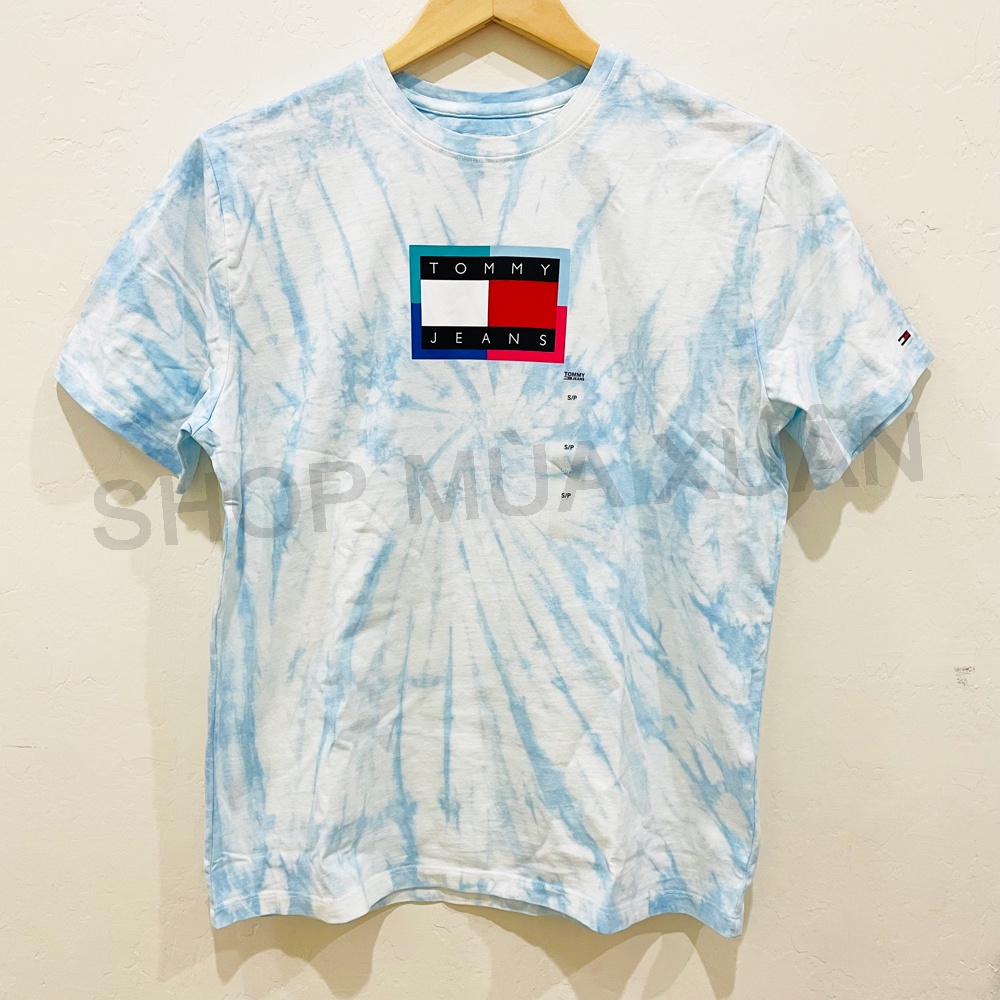 Áo thun nữ Tommy Jeans Tommy Badge Logo Tie Dye T-Shirt - Light Blue / Multi