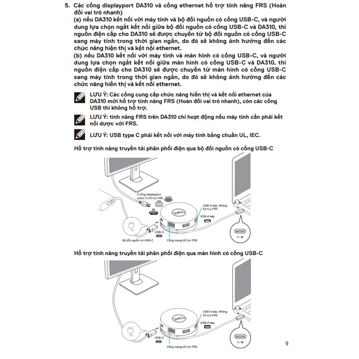 [Dell DA310] Bộ chuyển đổi Dell DA310 Từ USB C to HDMI/VGA/DP/Ethernet/USBC/USB-A