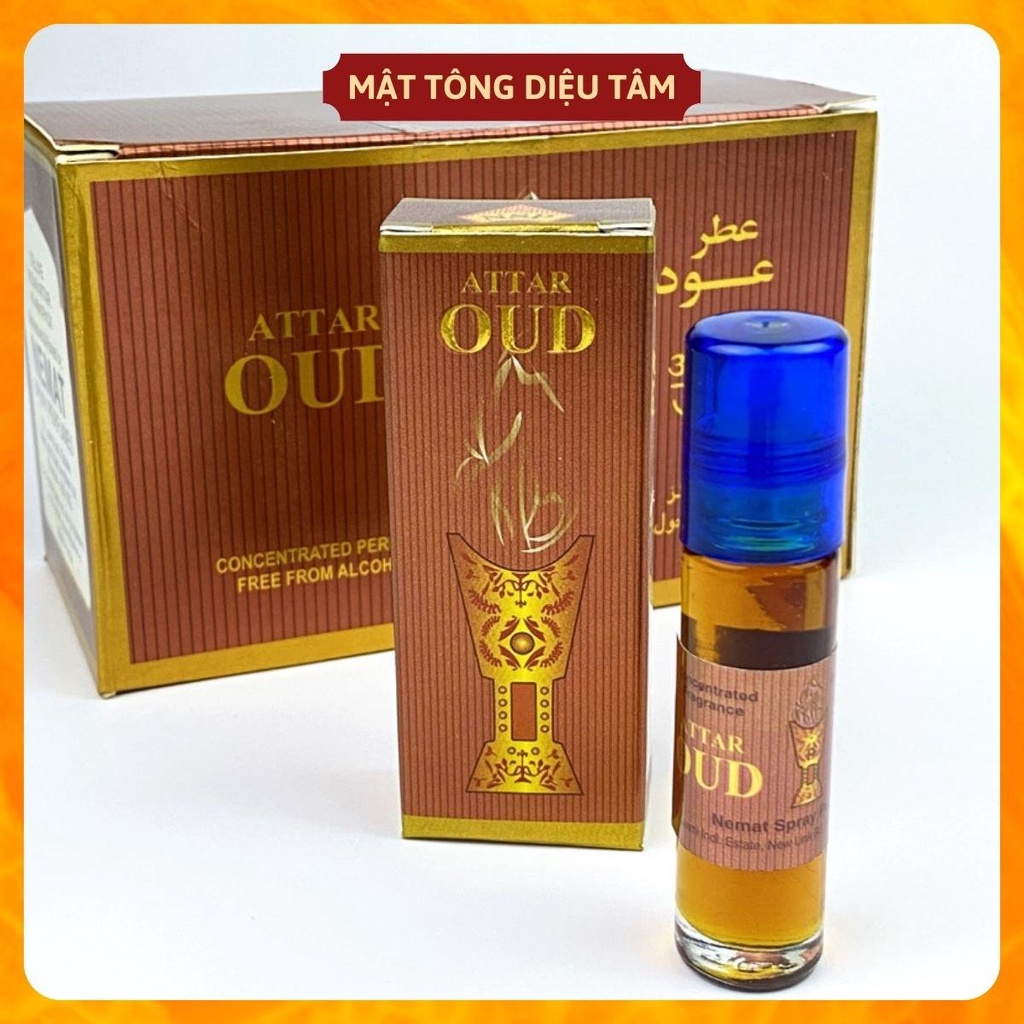 Tinh dầu gỗ đàn hương ATTAR OUD Ấn Độ lọ 8ml, tinh dầu thơm phòng, tinh dầu cúng dường Diệu Tâm