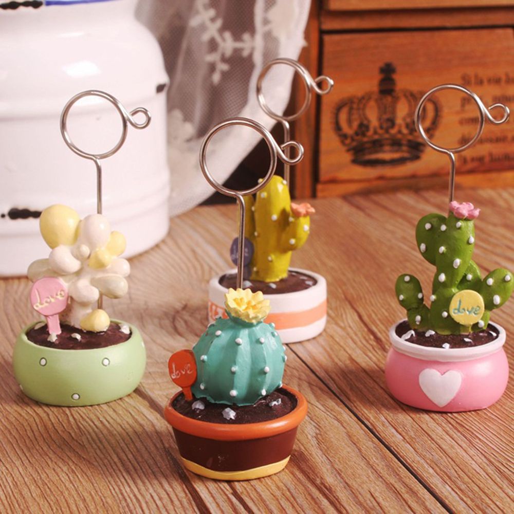 Cây xương rồng mini giả dễ thương kẹp ảnh để bàn trang trí nhà cửa