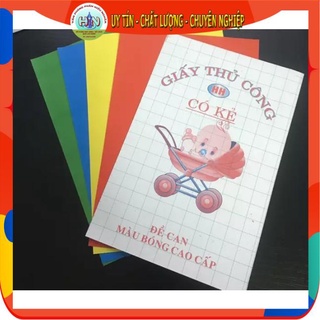 Giấy thủ công decal dán có dòng kẻ (Túi 5 màu)