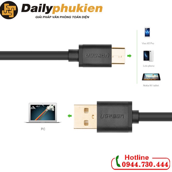 Cáp sạc điện thoại USB sang USB-c dài 2m UGREEN 60118