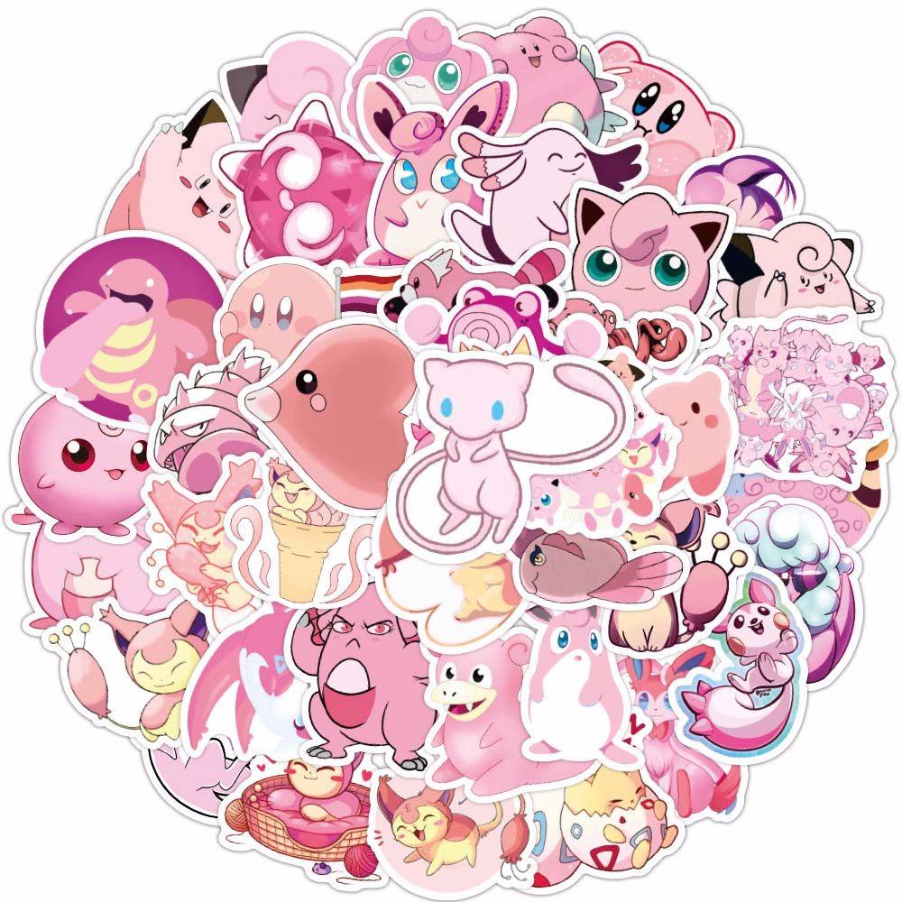 Miếng Dán Anime Pokemon Màu Hồng Cho Laptop Hành Lý