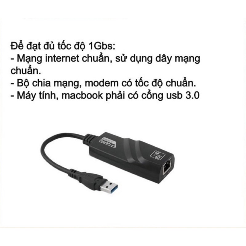 Cáp Chuyển Đổi USB to Lan 2.0 3.0 Sang Lan 10-100Mbps Gigabit - Dây chuyển đổi Type C USB sang cổng mạng lan RJ45
