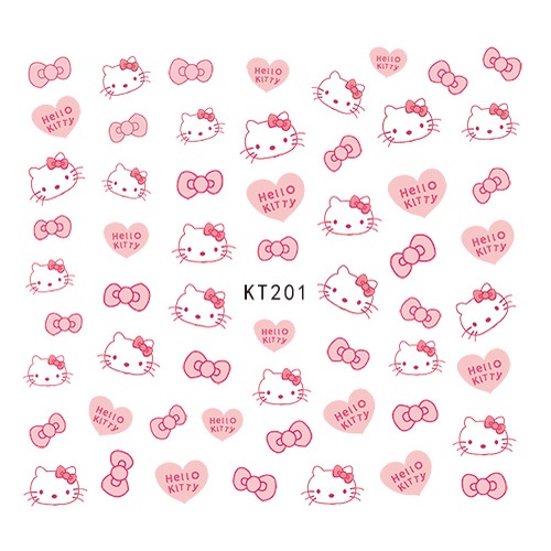Miếng dán trang trí móng thủ công họa tiết mèo Hello Kitty và trái cây 3D dễ thương