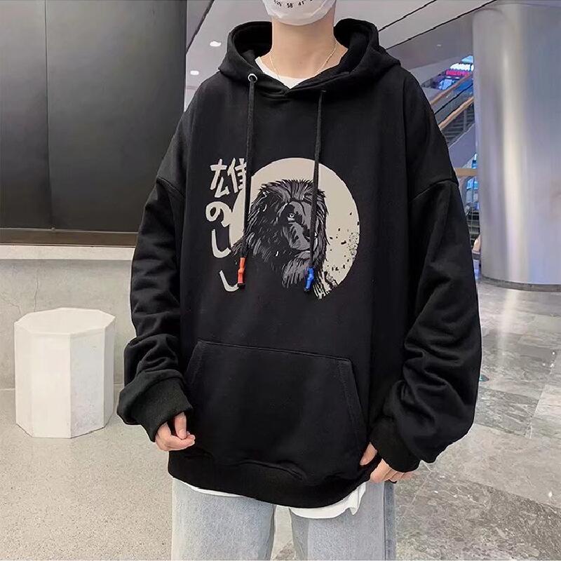 Áo hoodie dáng rộng in họa tiết hoạt hình phong cách Nhật Bản thời trang cho nam size M-5XL