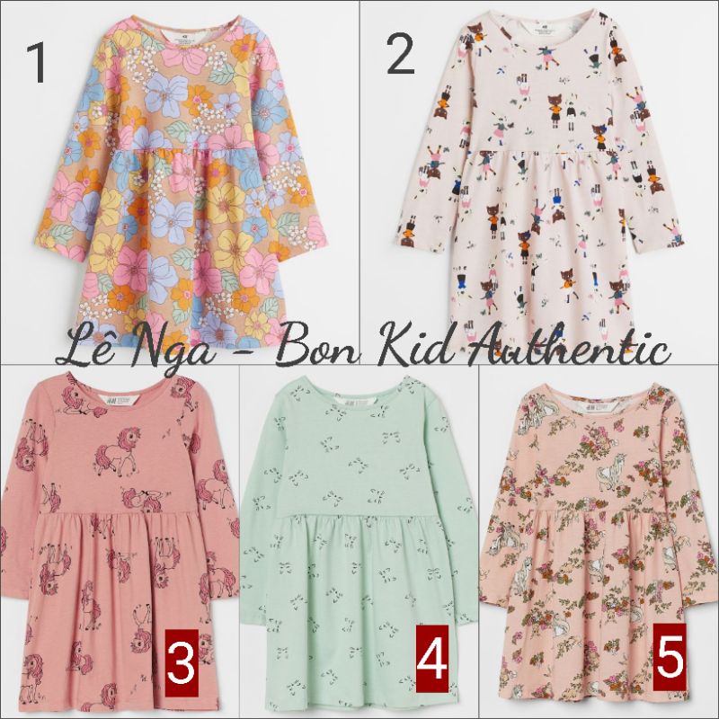 Váy cotton dài tay HM UK/JP chính hãng sz từ 1.5-10y