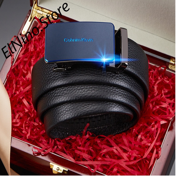 Thắt lưng da nam - dây nịt nam cao cấp da bò màu đen Cohnim Kevin full hộp và túi cao cấp ( Hàng hiệu )
