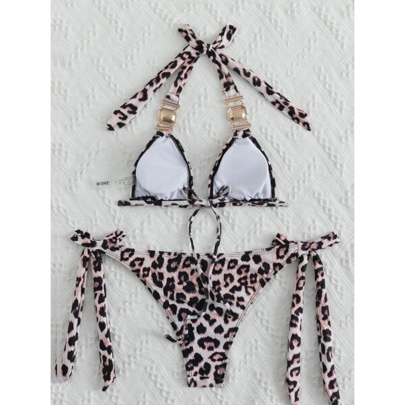 [BKN490] &lt;ÂU&gt; SET BIKINI TRIANGLE BEO ĐEN MIX ĐÁ CAO CẤP