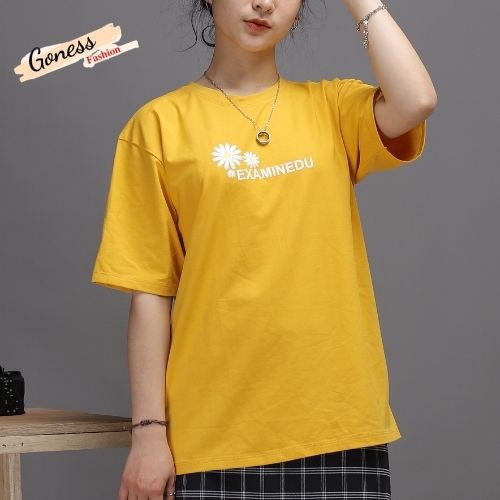Áo thun nữ cổ tròn Goness trơn basic cotton phông form rộng oversize dáng xuông