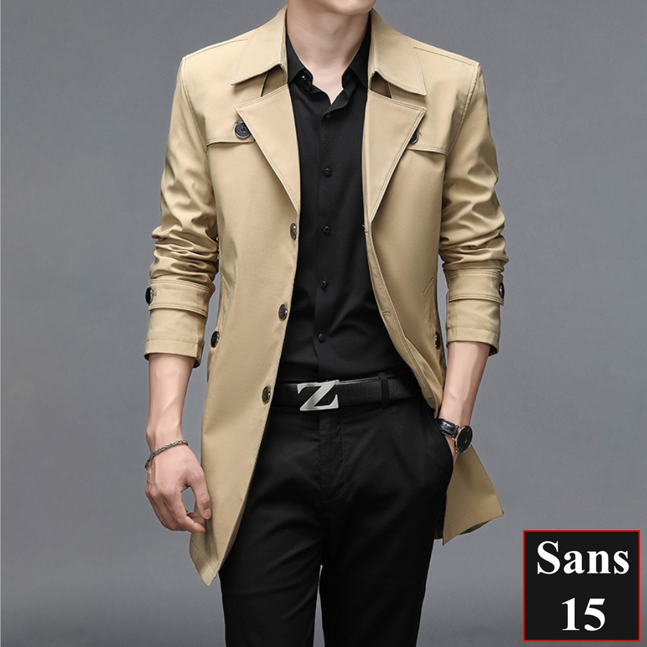 Áo khoác blazer nam kaki Sans15 măng tô hàn quốc mangto dáng vừa big size to cỡ lớn 2xl 3xl 4xl xxl xxxl 80kg 90kg