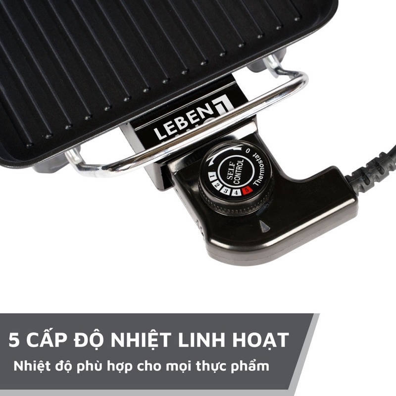 Bếp nướng điện không khói mini Lebenlang của Đức, công suất 700W, LBEE6758-EC, bảo hành 24 tháng chính hãng