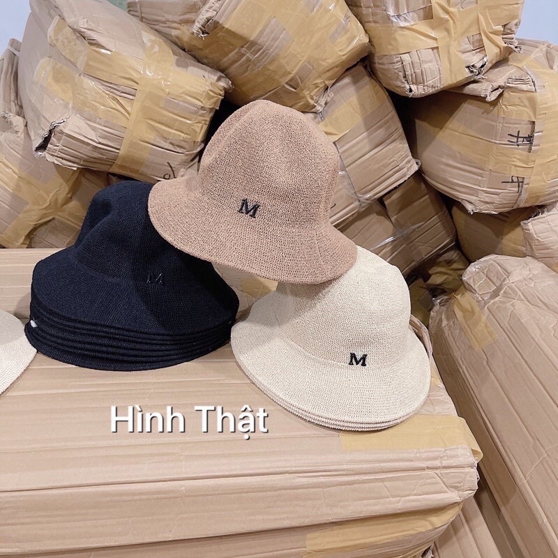 Mũ cói chữ M phong cách Hàn Quốc siêu hot - SL07