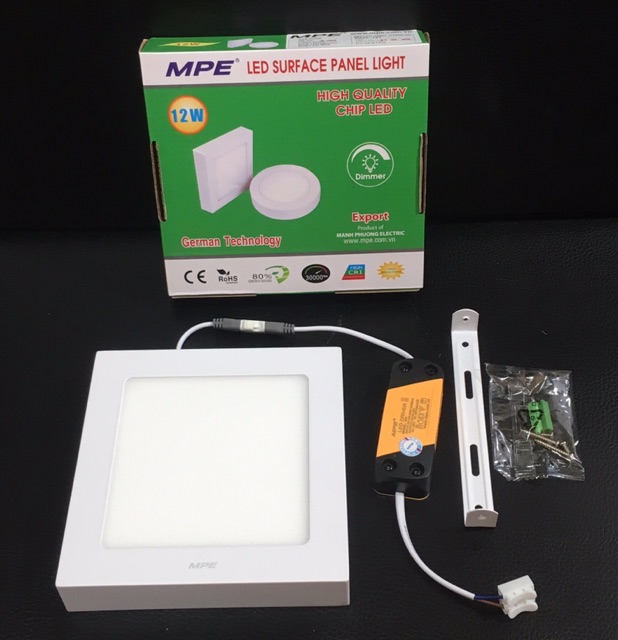 MPE đèn led panel ốp trần vuông 12W đạt chuẩn Châu Âu