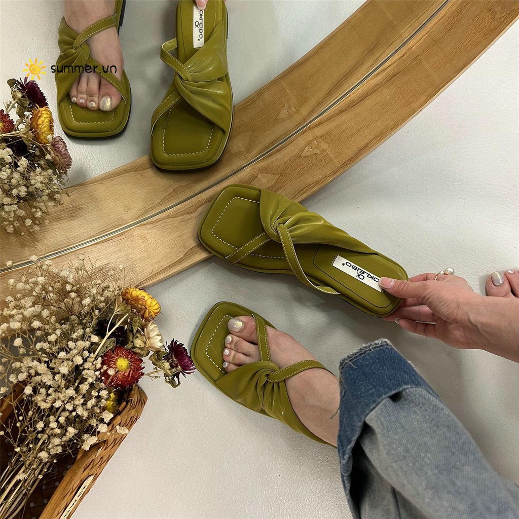 Dép Sandal Quai Chéo Đế Bệt Thời Trang Mùa Hè Pháp 2022