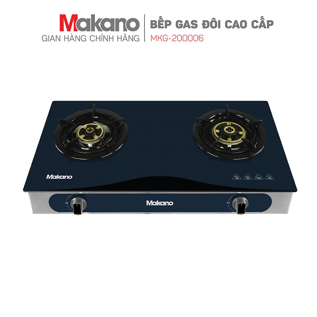 Bếp gas đôi Makano MKG-200006 - Hệ thống đánh lửa Magneto cao cấp, mặt kính sang trọng, bền bỉ