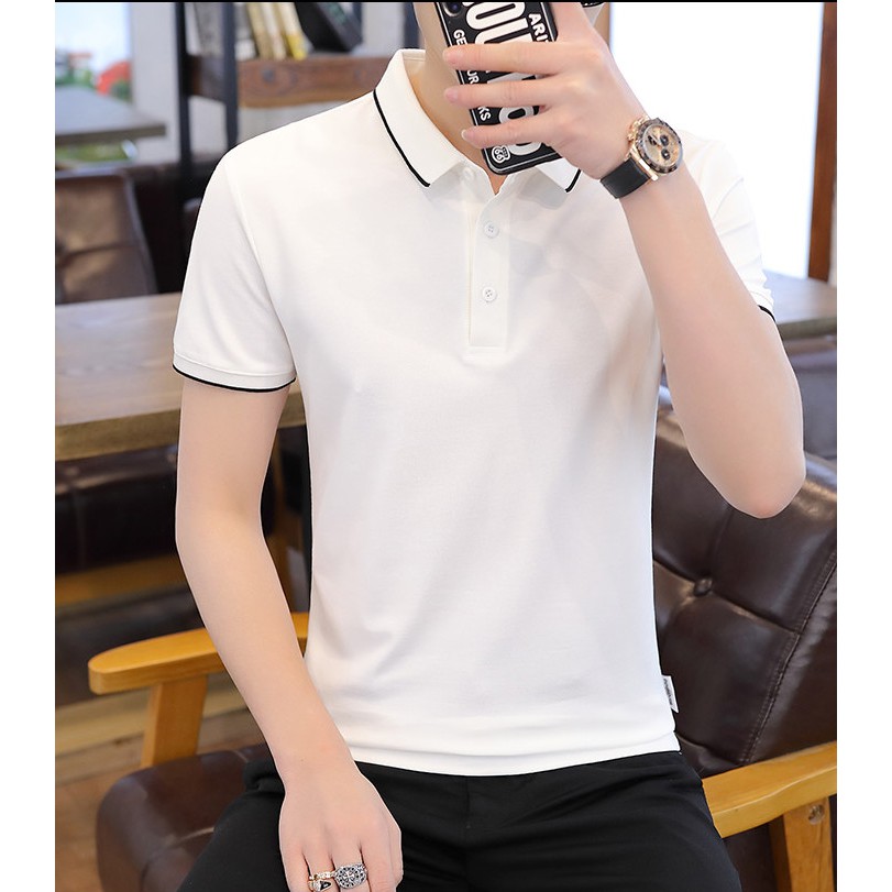 Áo Polo Nam, Áo Phông Cổ Bẻ Viền Đen Trắng Chất Liệu Cotton Cá Sấu Cao Cấp- MÃ AC120 [ Shop Bán Sỉ ]