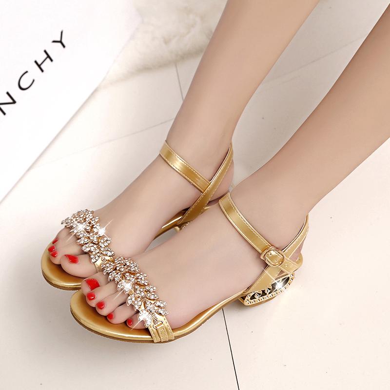 Dép sandal quai ngang đính đá phong cách Hàn Quốc trẻ trung dành cho nữ