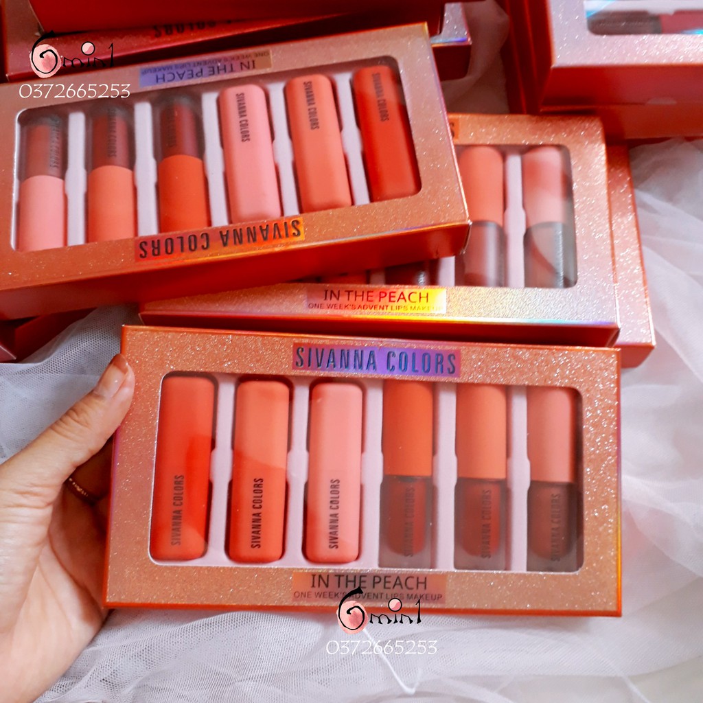 Set Son Sivanna In The Peach Thái Lan 6 Cây Vừa Thỏi Vừa Nước