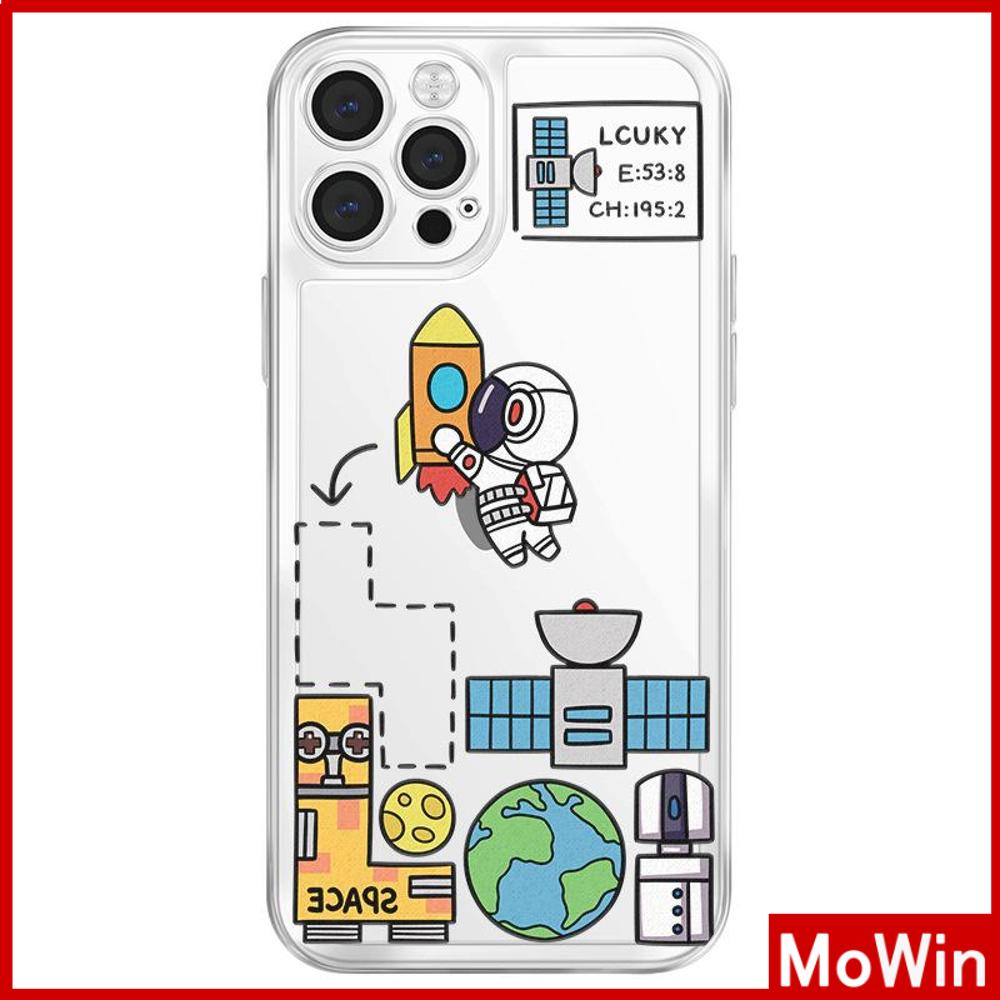 Ốp Điện Thoại Silicon Trong Suốt Viền Vuông In Hình Phi Hành Gia Cho iPhone 13 Pro Max iPhone 12 Pro Max iPhone 11 iPhone 7 Plus