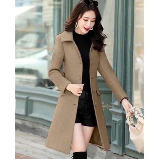 Áo Khoác Dạ Dài Cổ Vest Phối Nút Cao Cấp Có Đai 2 Lớp Siêu Ấm | BigBuy360 - bigbuy360.vn