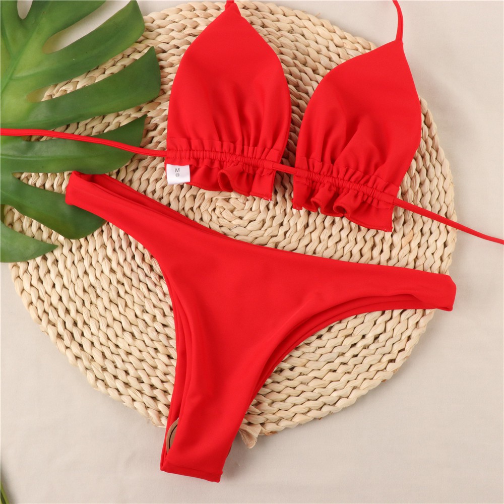 Bộ bikini 2 mảnh màu trơn phong cách Brazilian thời trang cho nữ | BigBuy360 - bigbuy360.vn