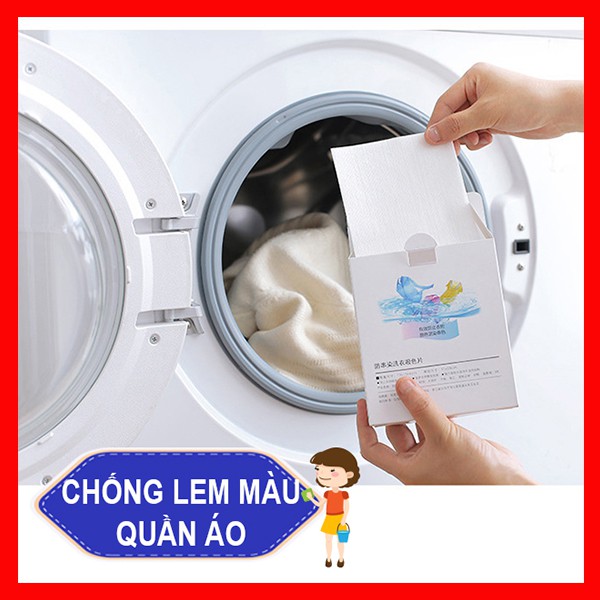 Combo 2 Hộp Giấy Giặt hút màu nhuộm Chống Lem Loang màu Quần áo,Phao Lọc máy giặt,Túi Lưới Lọc Rác