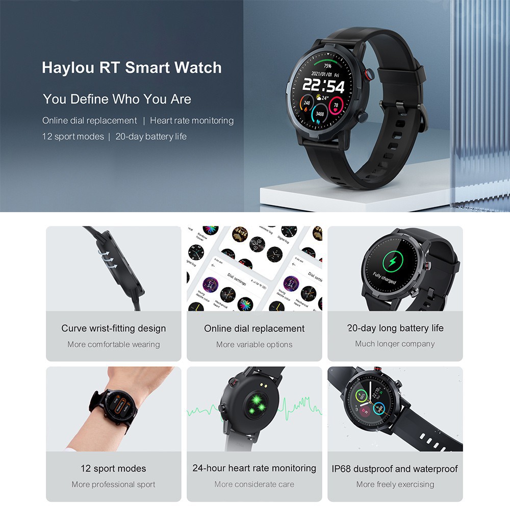 Đồng Hồ Thông Minh Xiaomi Haylou Solar LS05S Smart Watch Cảm Ứng Toàn Màn Hình Đo Huyết Áp Cho Nam Và Nữ