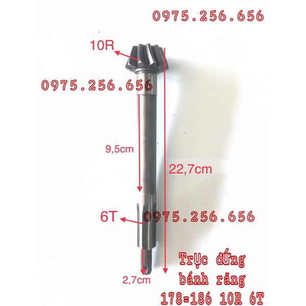 trục đứng bánh răng 178=186 10R-6T Phụ tùng máy cày
