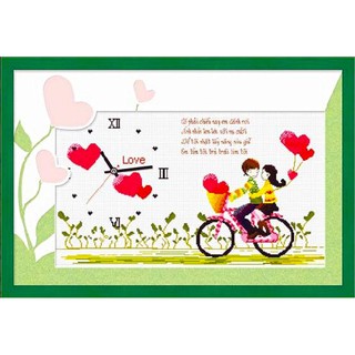 Tranh Thêu Chữ Thập 3D Đồng Hồ Tình Yêu Lãng Mạn ISW058 (KHÁCH TỰ THÊU) KT:71X42 cm