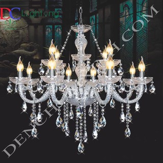 Đèn Chùm Pha Lê Nến Cao Cấp 12 Tay (Rộng 80cm )