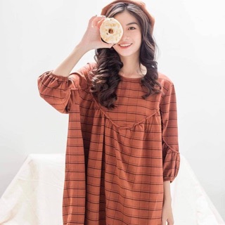 Đầm kido, baby doll, tay dài, kẻ sọc. Màu siêu xinh dễ thương