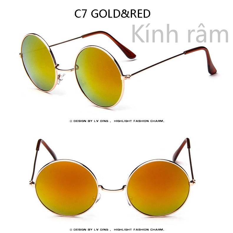 Kính mát gọng tròn bằng kim loại phong cách cổ điển cho nam và nữ