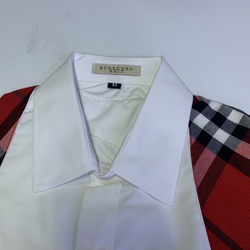 Sơ mi trắng thiết kế phối viền đỏ MCQ hàng súp bơ ( Ảnh thật kèm video ) SM52