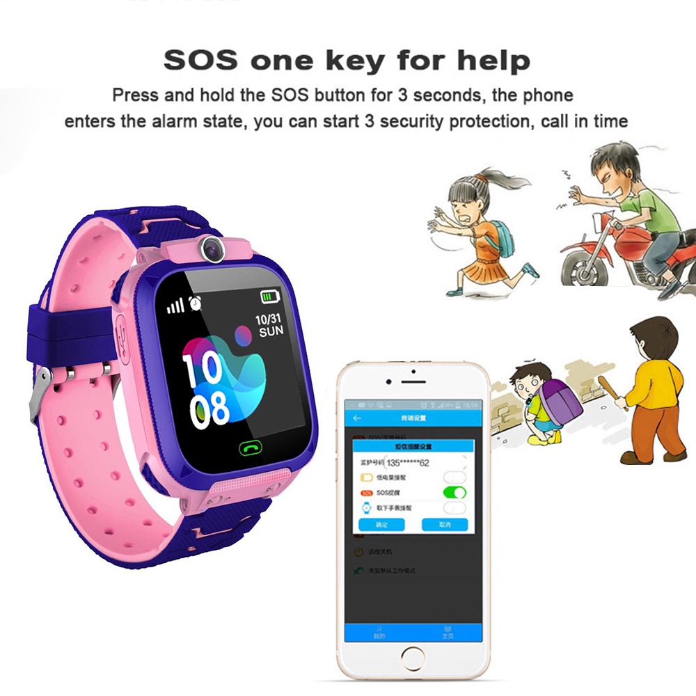 ⍝⍝ 9 Languages Q12 Smart Phone Watch For Children Student 1.44 Inch Waterproof Student Smart Watch Dial Call Voice Chat 【Tech】