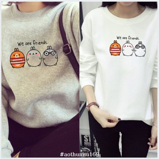 Áo Thun Nữ Sweater Vây Cá Tay Dài Bo In 3 Con Heo DLX