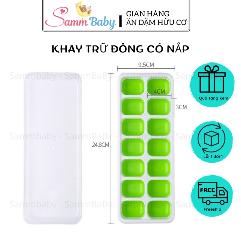Khay trữ đông có nắp, khay trữ nước dashi ăn dặm kiểu nhật Sammbaby