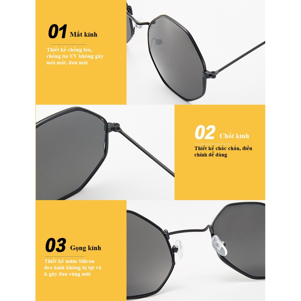 Kính tròn đa giác NOBITA phong cách ULZZANG đẹp độc lạ nhiều màu HOTTREND KI04