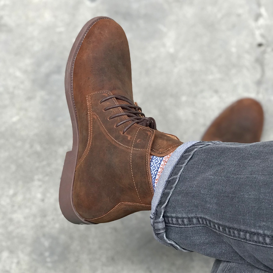 Giày cao cổ nam Mad Desert Plain Boots Brown da bò sáp ngựa điên cao cấp phong cách bụi bặm | BigBuy360 - bigbuy360.vn