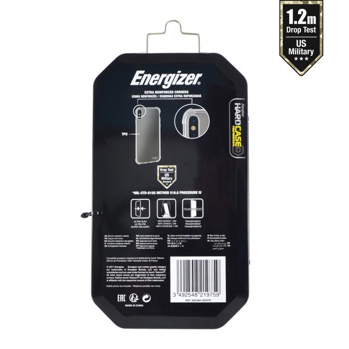 Ốp lưng trong suốt Energizer HC chống sốc 1.2m cho iPhone X - ENCMA12IP8TR