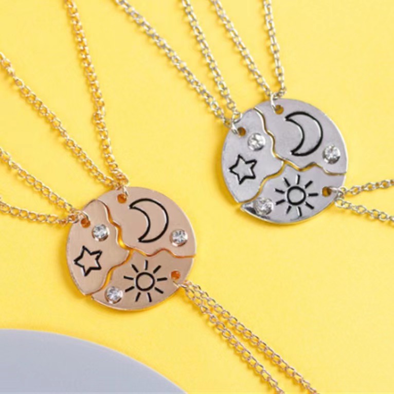 [Coisíní] Bộ 3/4 Vòng Cổ Ghép Hình Mặt Trăng Ngôi Sao Đám Mây Mặt Trời Thời Trang Đơn Giản Làm Quà Tặng Cho Bạn Gái/ Bạn Gái