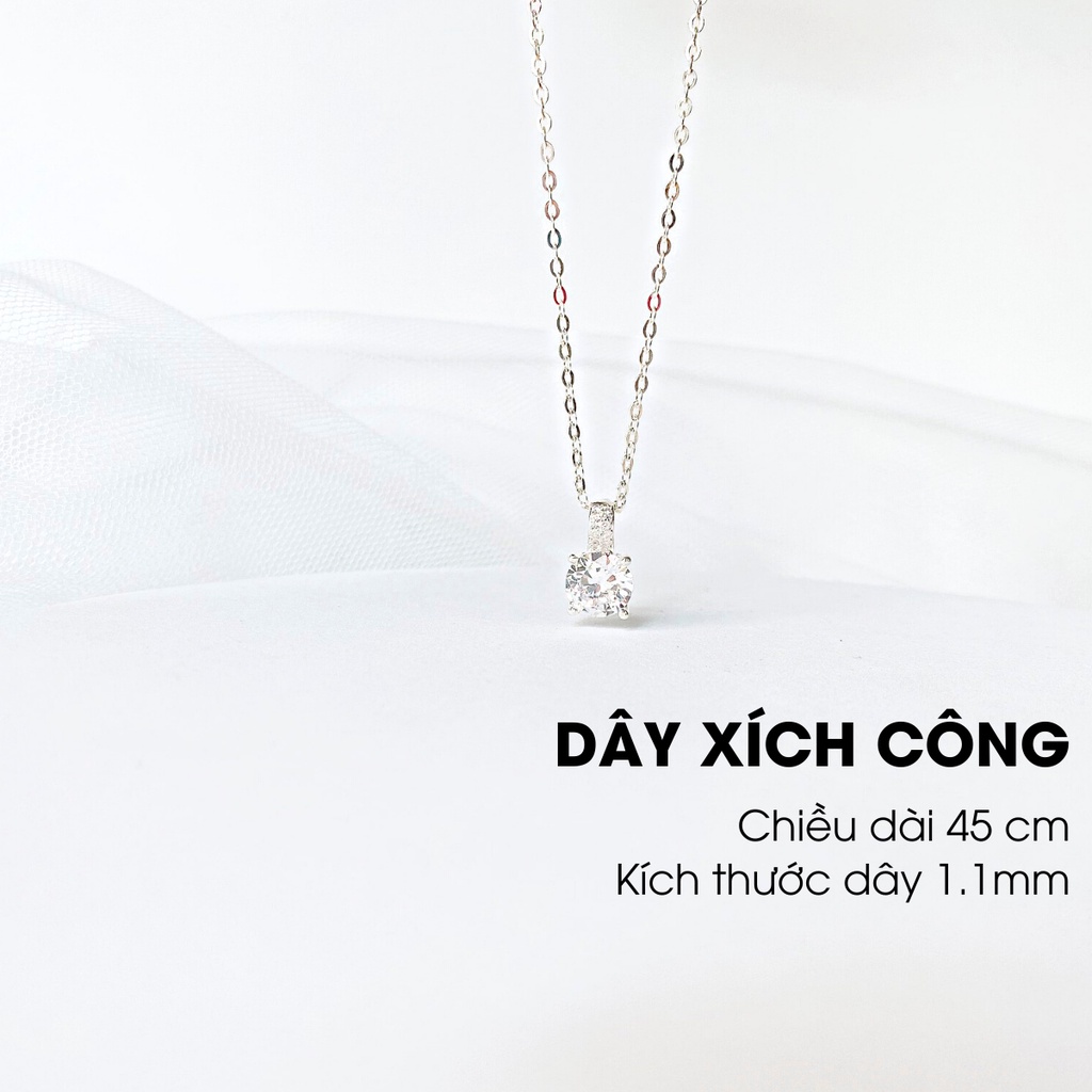 Dây chuyền bạc ATJ9069 cao cấp , vòng cổ mặt nụ đá tròn ANTA Jewelry